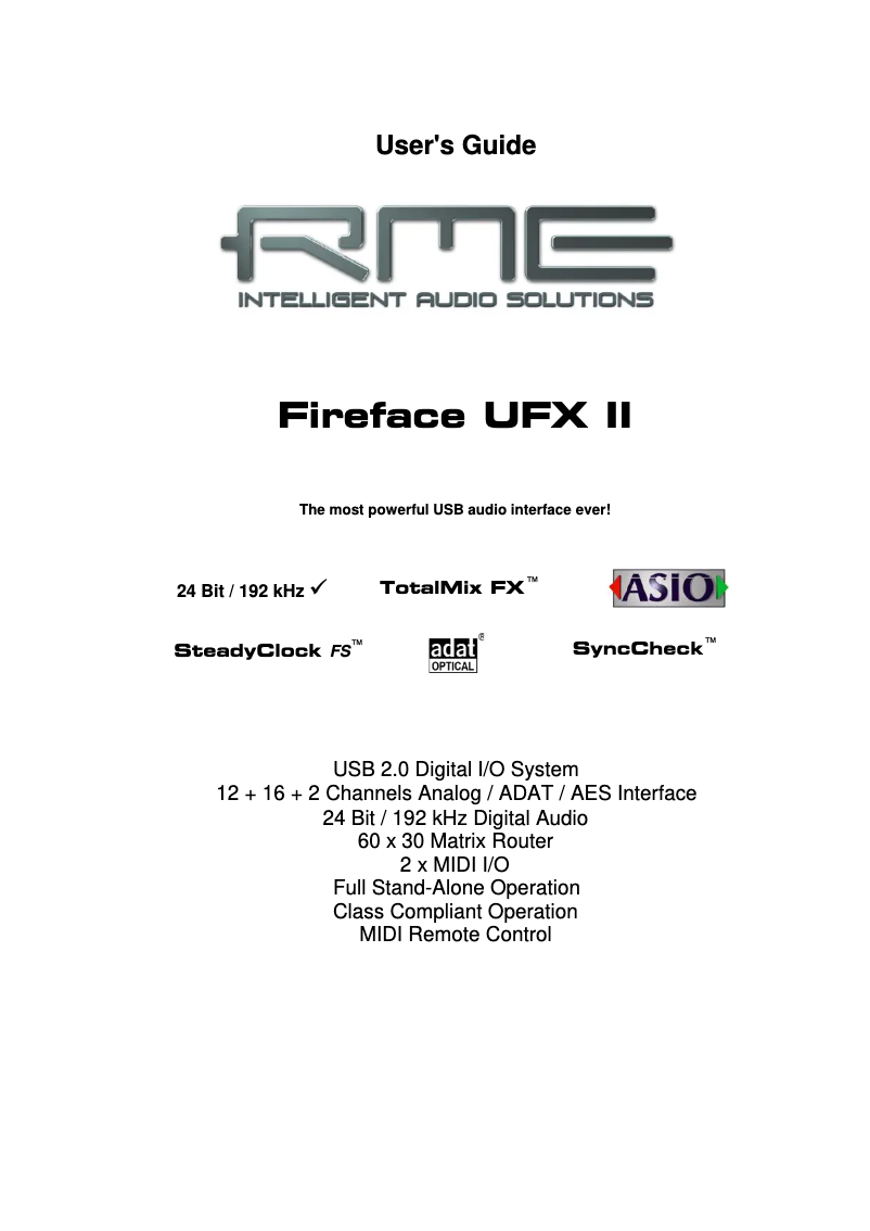 Page n°1 - Manuel utilisateur RME Fireface UFX II