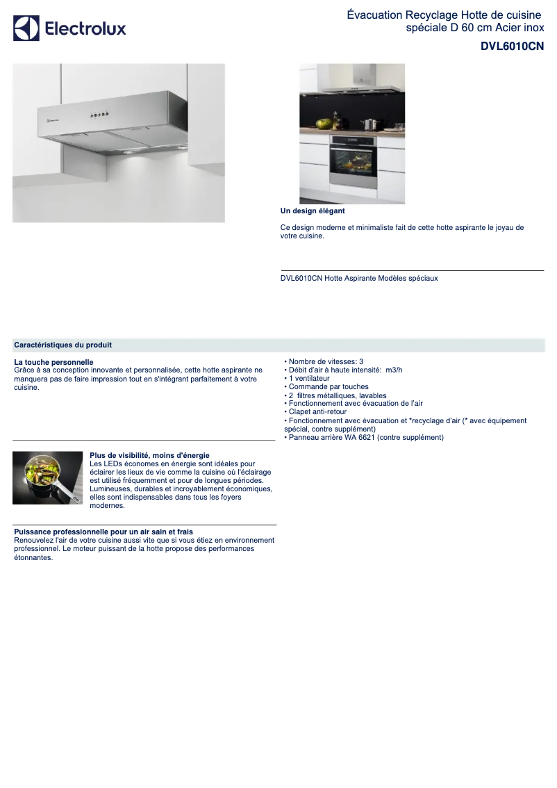 Page n°1 - Fiche technique Electrolux DVL6010CN