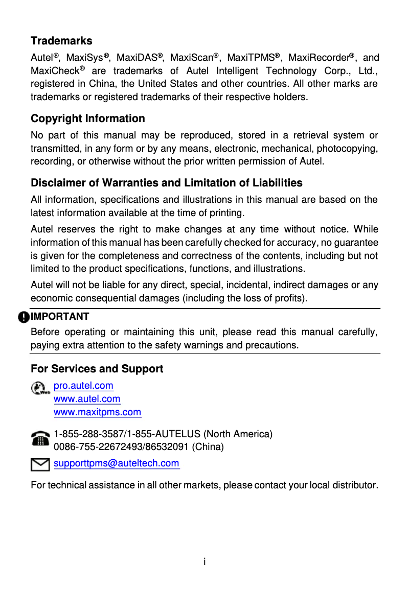 Page 1 de la notice Manuel utilisateur Autel MaxiTPMS ITS600