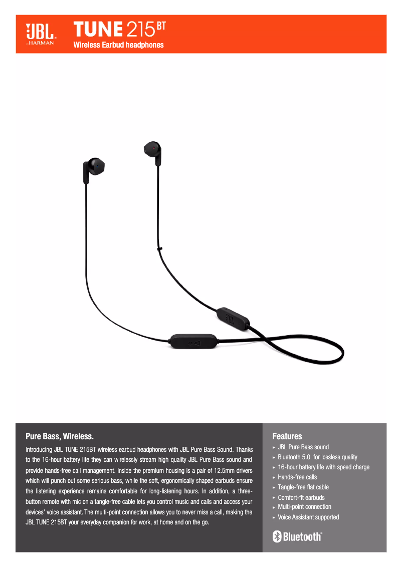 Image de la première page du manuel de l'appareil TUNE 215BT