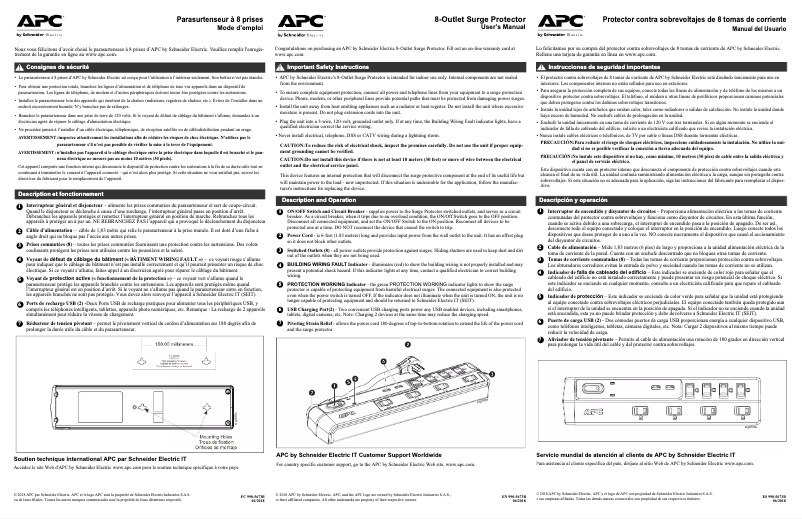 Page n°1 - Manuel utilisateur APC SurgeArrest