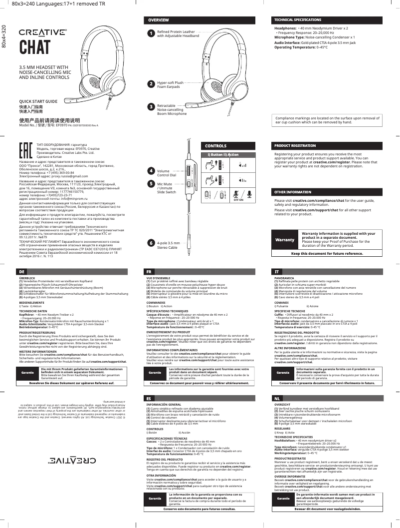 Page 1 de la notice Manuel utilisateur Creative Chat