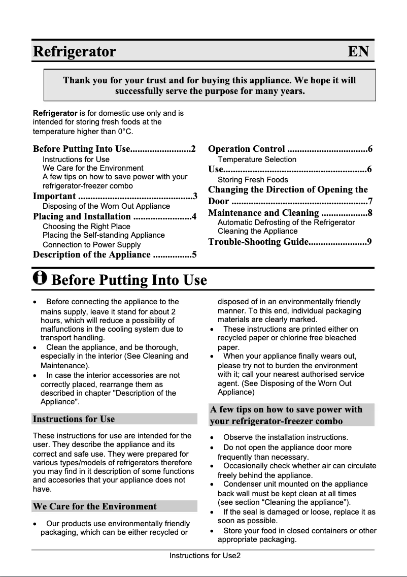 Page n°1 - Manuel utilisateur Gorenje R6164W