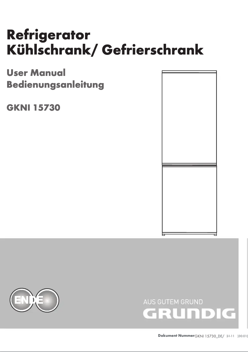 Page 1 de la notice Manuel utilisateur Grundig GKNI 15730