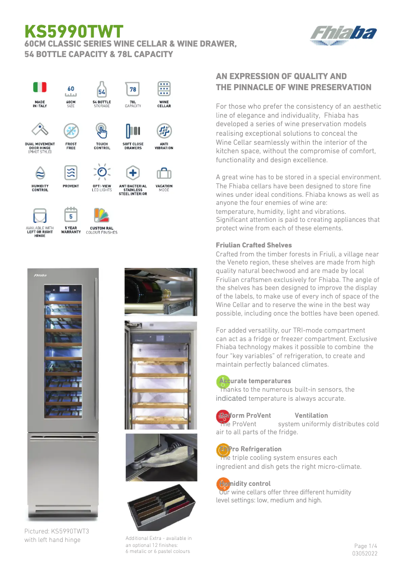 Page 1 de la notice Fiche technique Fhiaba KS5990TWT6A