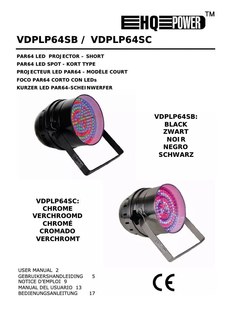 Page 1 de la notice Manuel utilisateur HQ Power PAR64