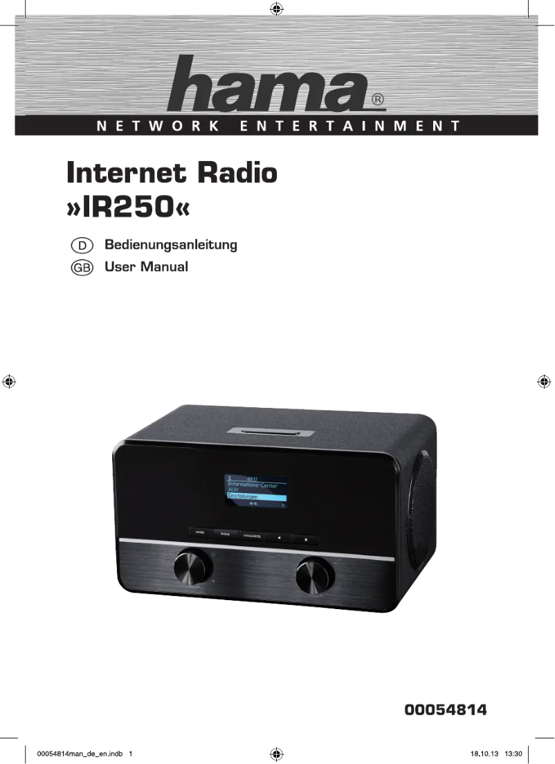 Page 1 de la notice Manuel utilisateur Hama IR250