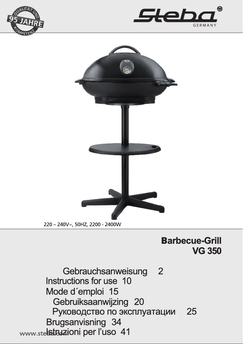 Page 1 de la notice Manuel utilisateur Steba VG 350