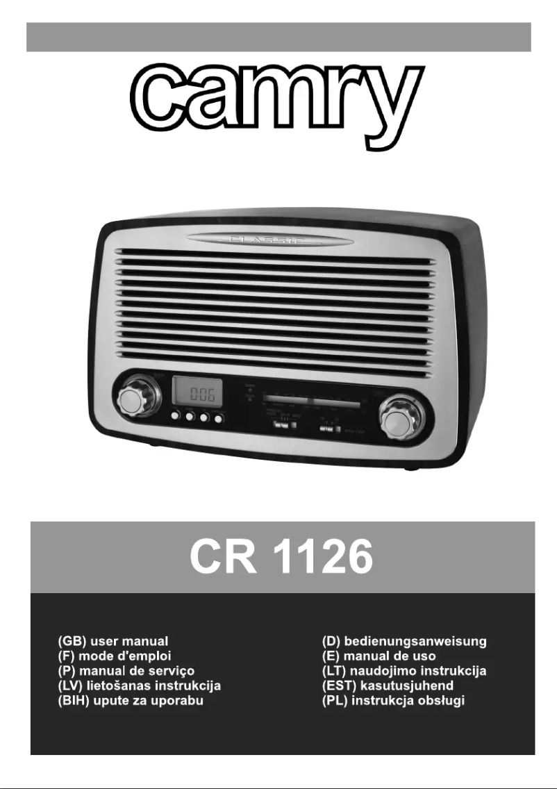 Page 1 de la notice Manuel utilisateur Camry CR 1126