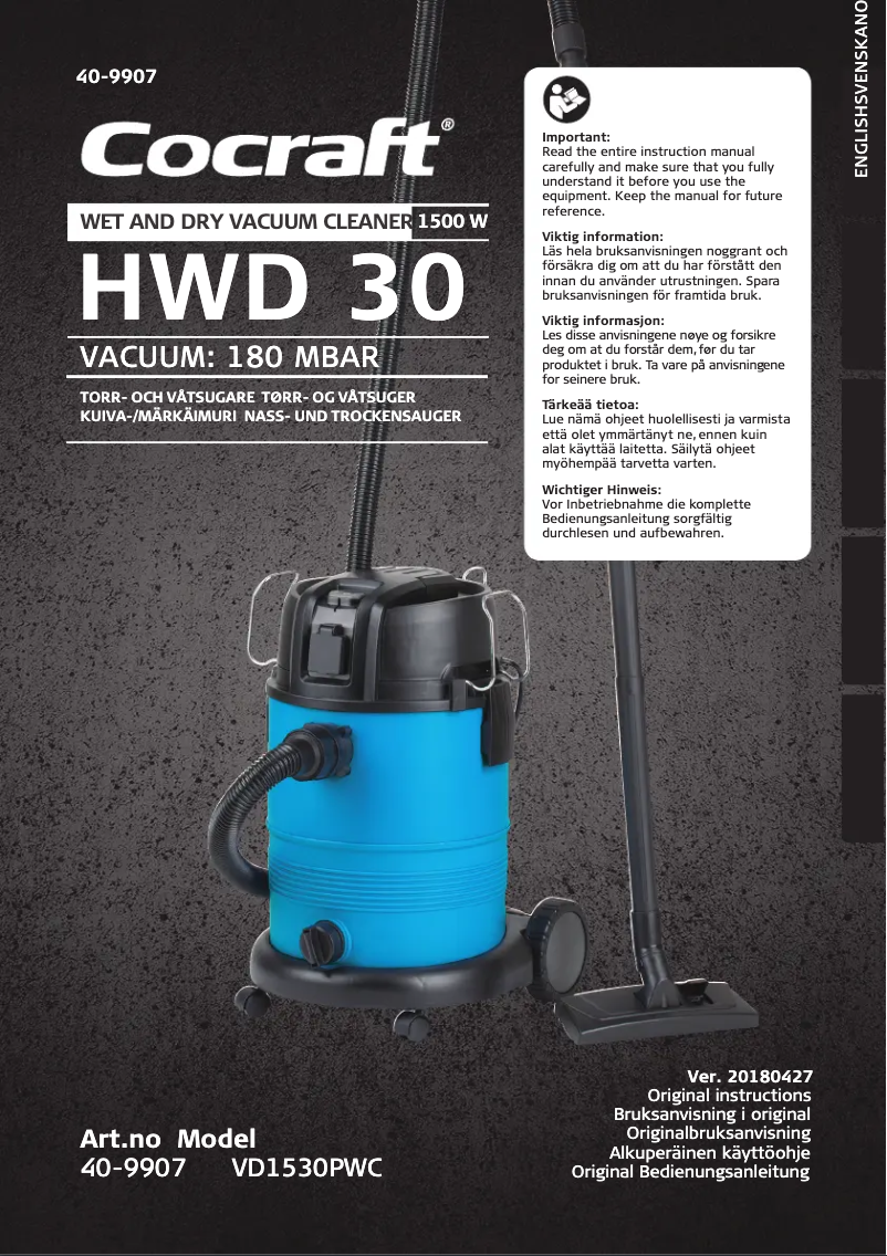 Página 1 del manual Manual de usuario Cocraft HWD 30