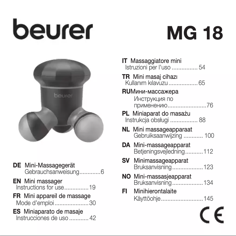 Page 1 de la notice Manuel utilisateur Beurer MG 18