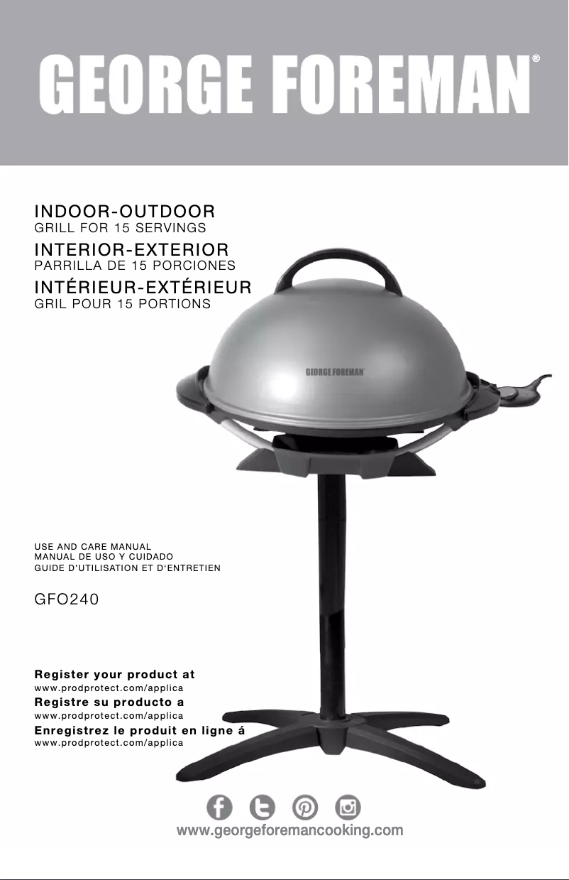 Page 1 de la notice Manuel utilisateur George Foreman GFO240