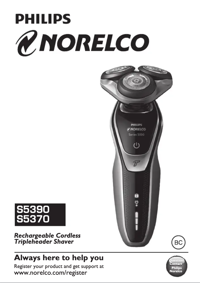 Image de la première page du manuel de l'appareil Norelco Shaver 5500 S5370