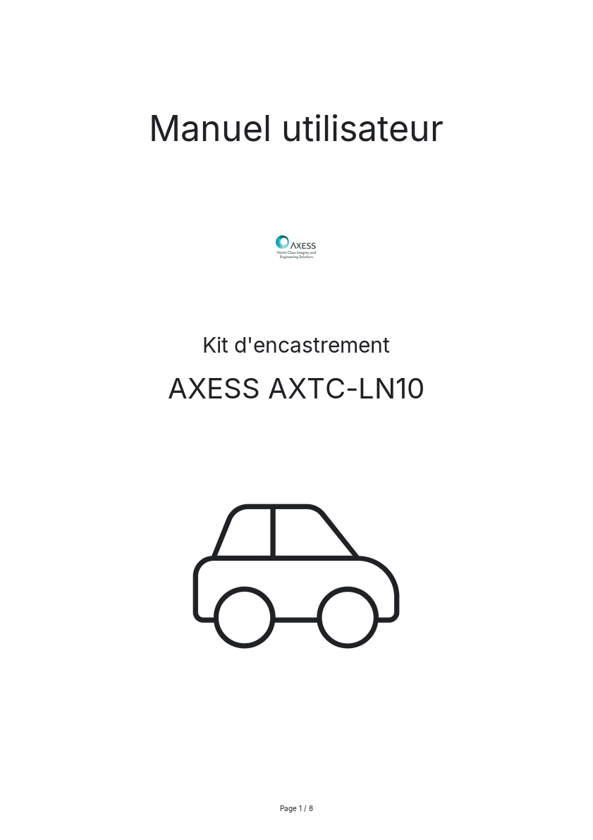 Page n°1 - Manuel utilisateur AXESS AXTC-LN10