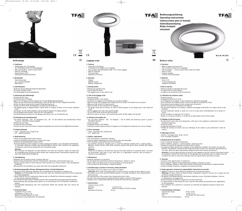 Image de la première page du manuel de l'appareil 98.1102