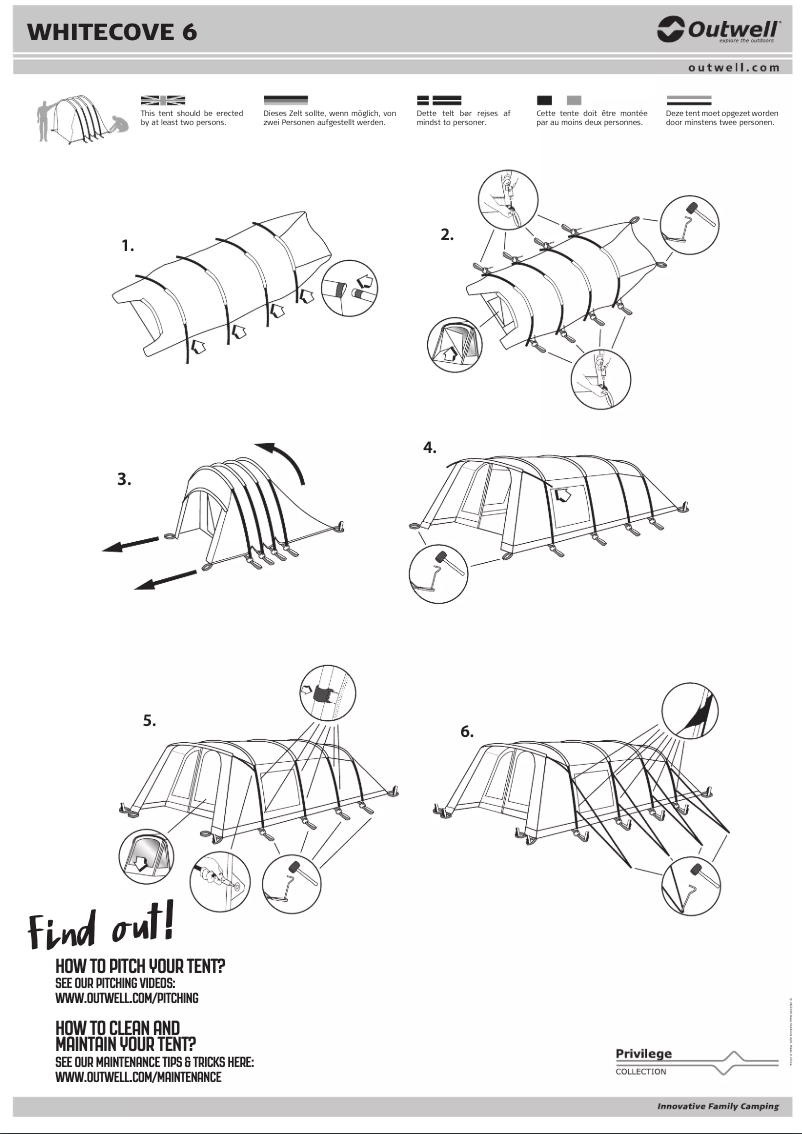 Page 1 de la notice Manuel utilisateur Outwell Whitecove 6
