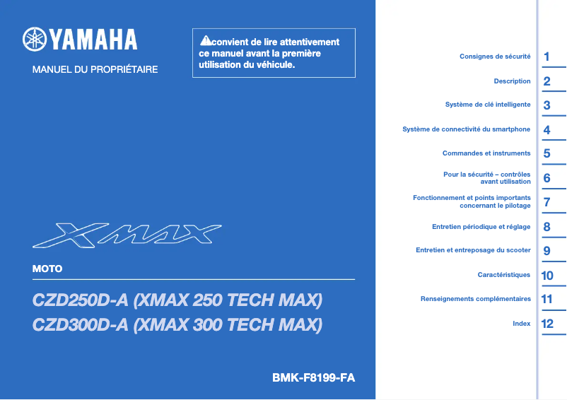 Page n°1 - Manuel utilisateur Yamaha XMAX250 (2023)