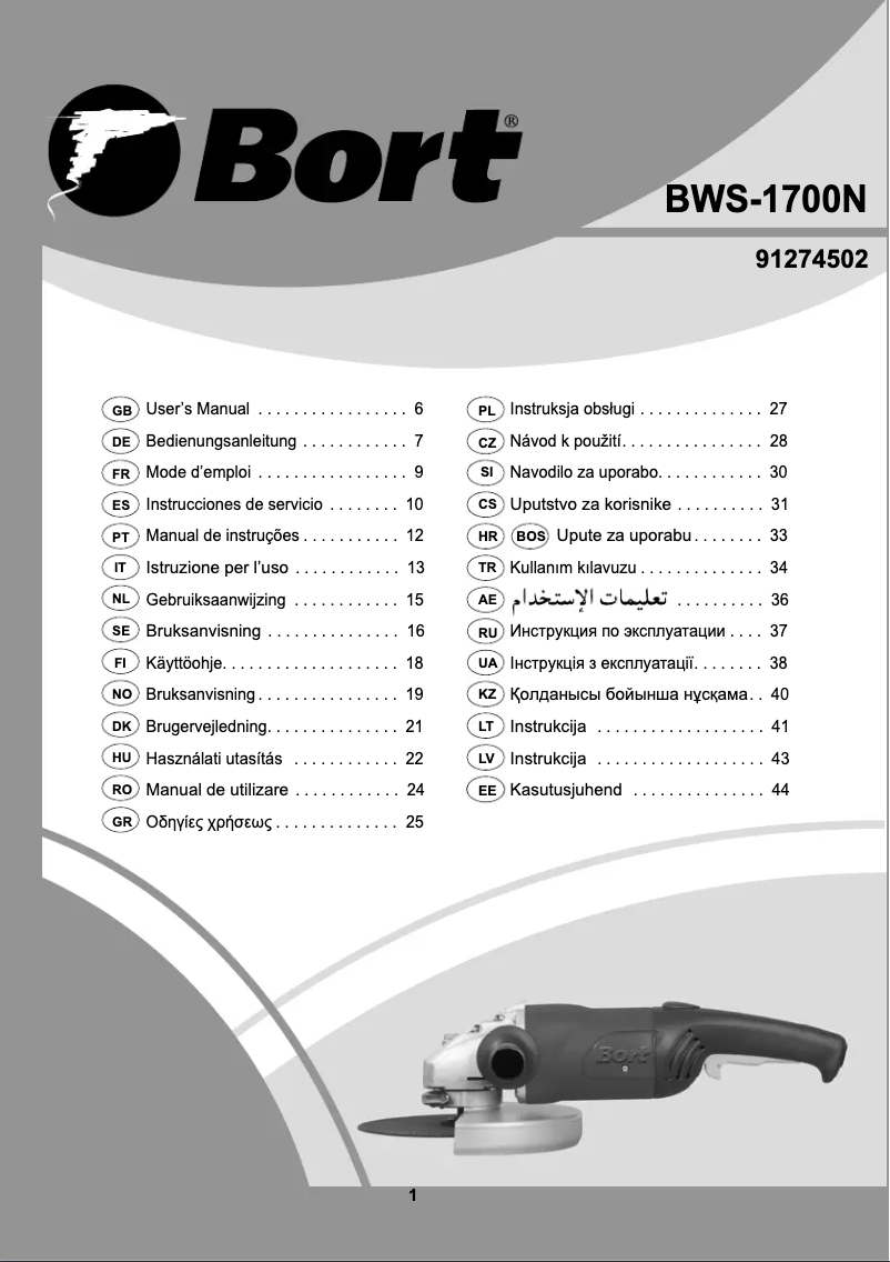 Page n°1 - Manuel utilisateur Bort BWS-1700N