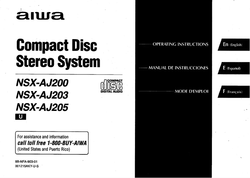Image de la première page du manuel de l'appareil NSX-AJ203