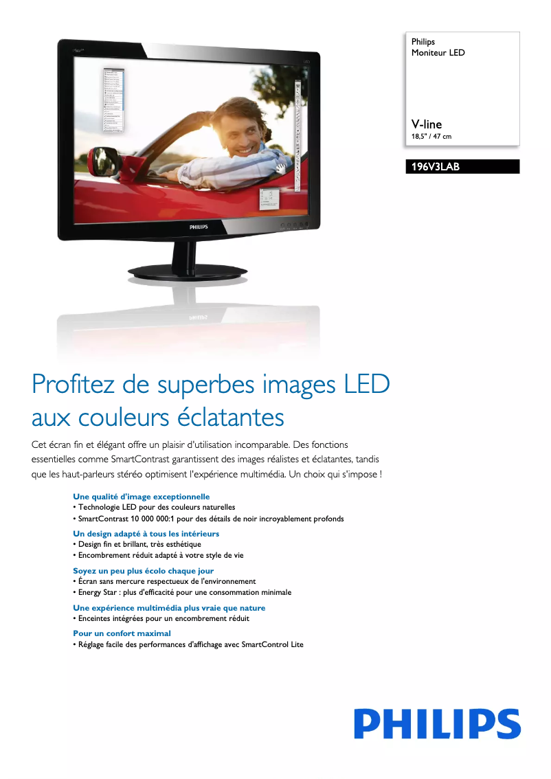 Page n°1 - Fiche technique Philips 196V3LAB