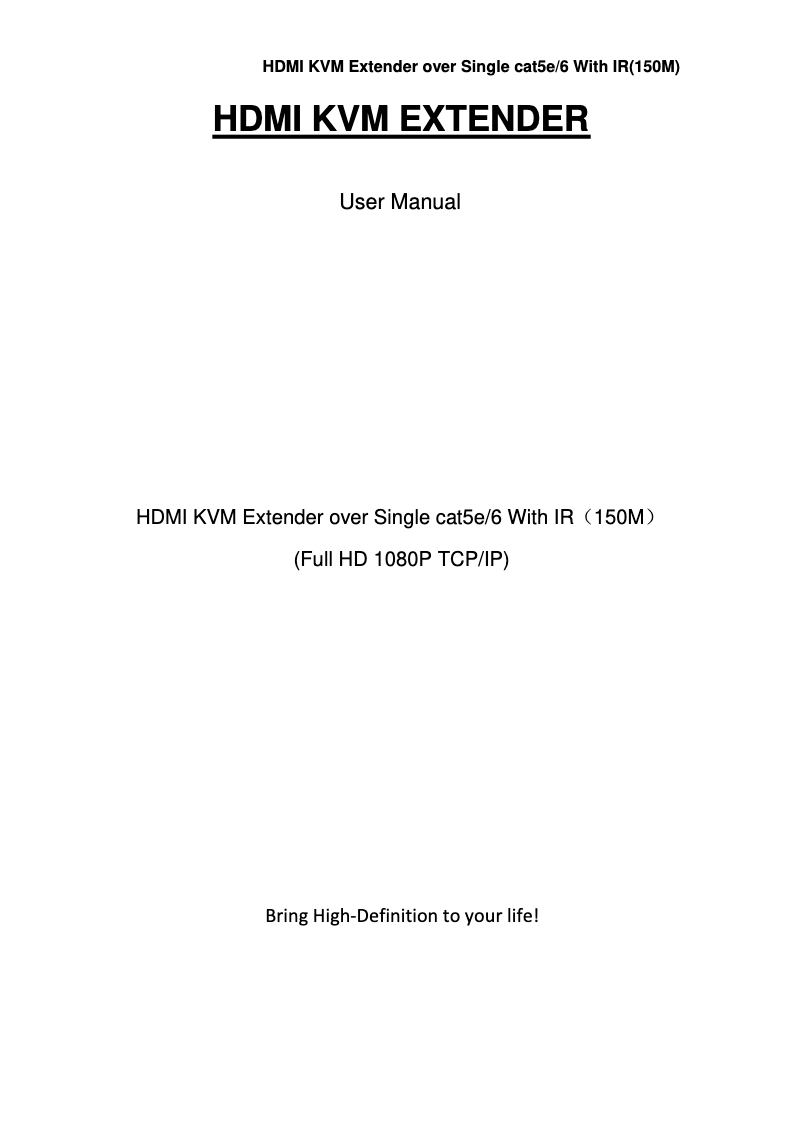 Page n°1 - Manuel utilisateur LTS HDMI-KVM150M