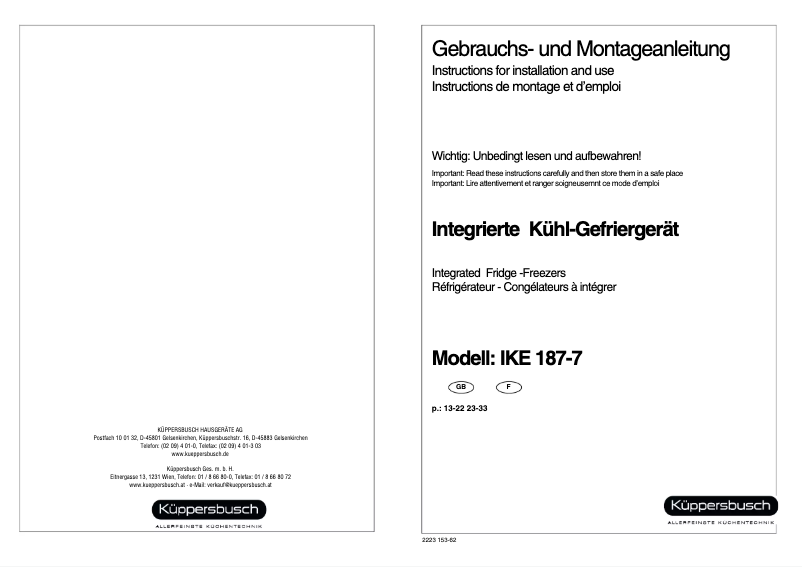 Página 1 del manual Manual de usuario Küppersbusch IKE 187-7