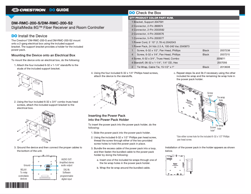 Page n°1 - Manuel utilisateur Crestron DM-RMC-200-S2