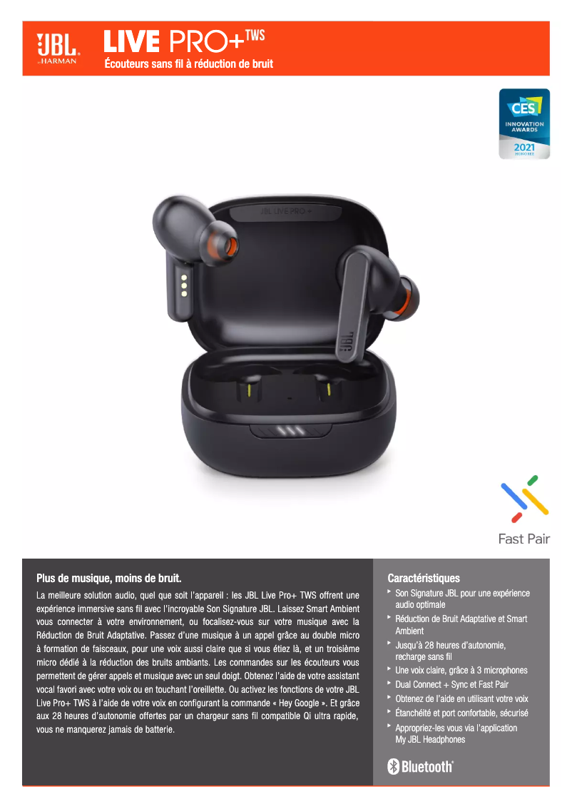 Page n°1 - Fiche technique JBL Live Pro+ TWS