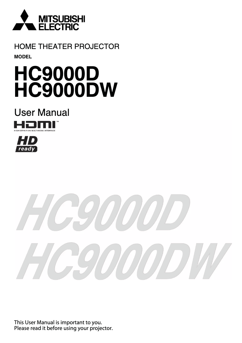 Page 1 de la notice Manuel utilisateur Mitsubishi HC9000D