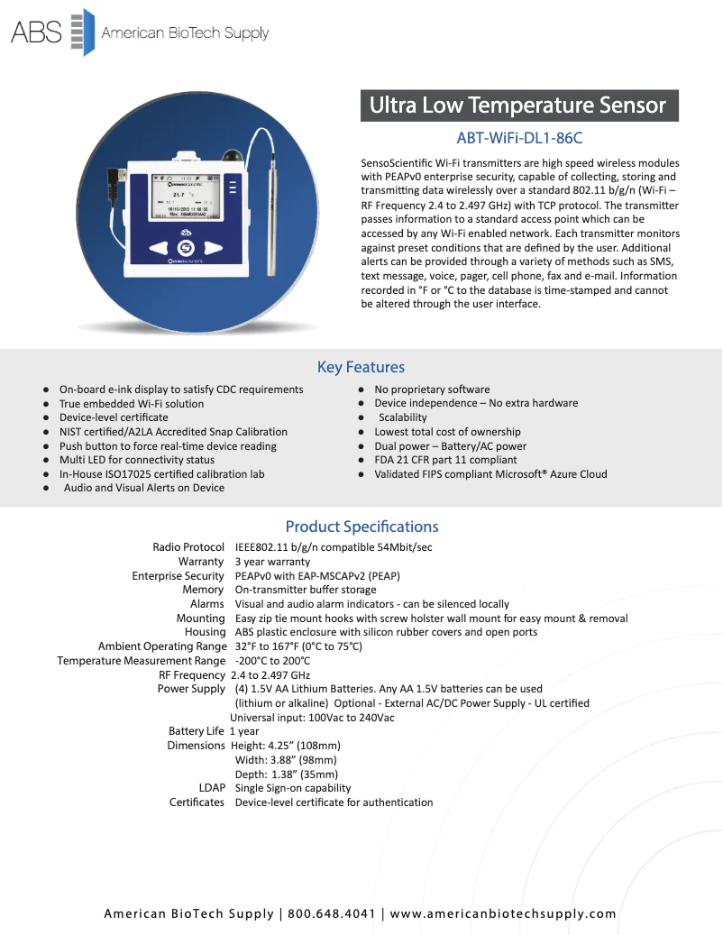 Image de la première page du manuel de l'appareil ABT-WiFi-DL1