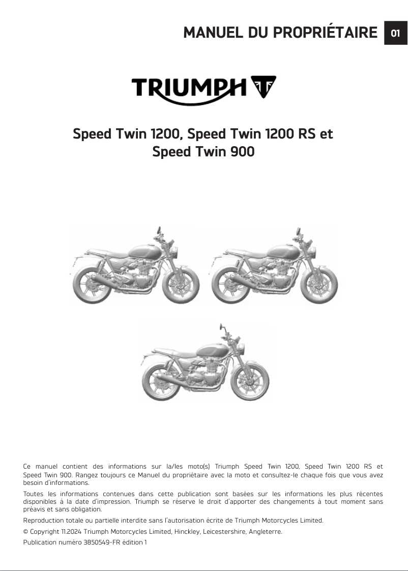 Image de la première page du manuel de l'appareil Speed Twin 1200 (2025)