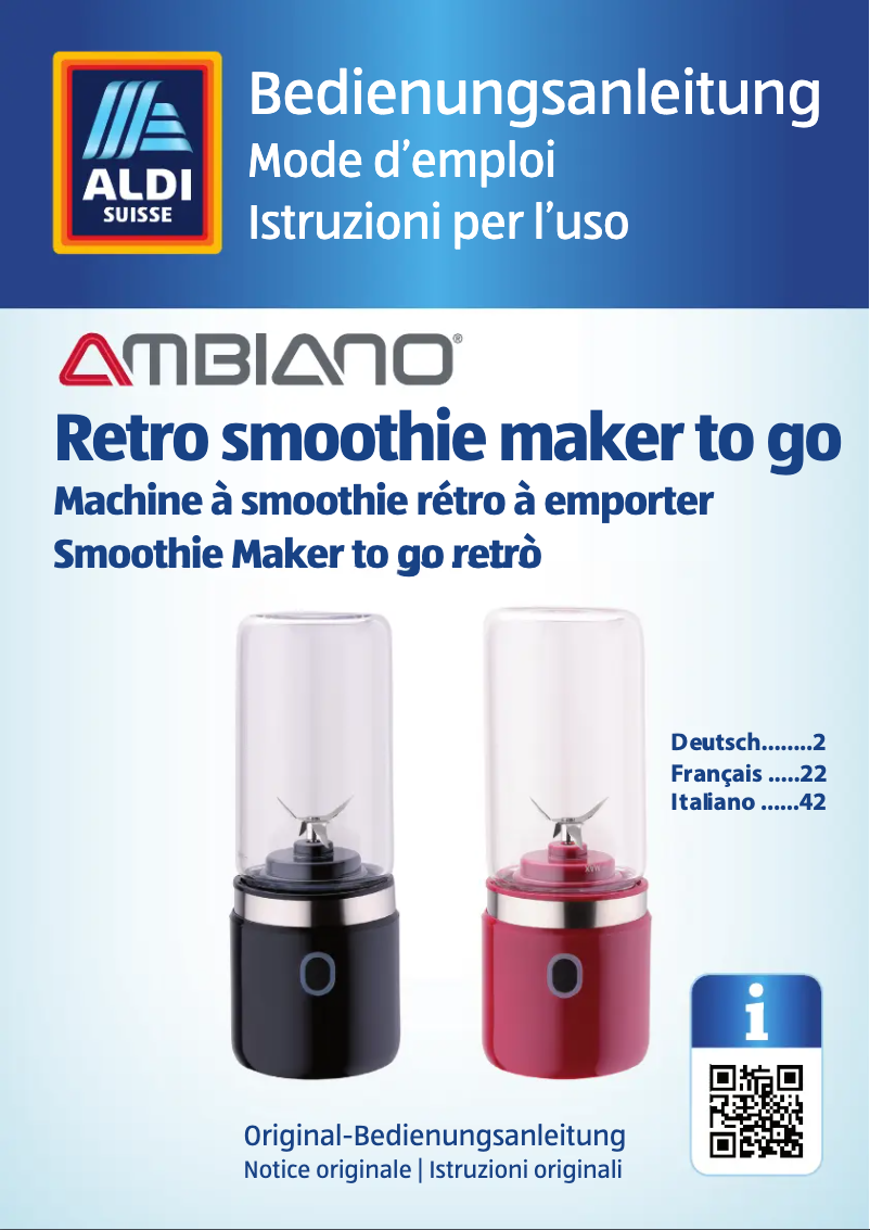 Page 1 de la notice Manuel utilisateur Ambiano GT-SMB-01