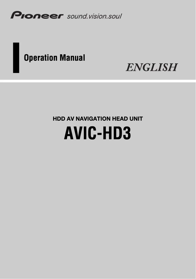 Page 1 de la notice Manuel utilisateur Pioneer AVIC-HD3