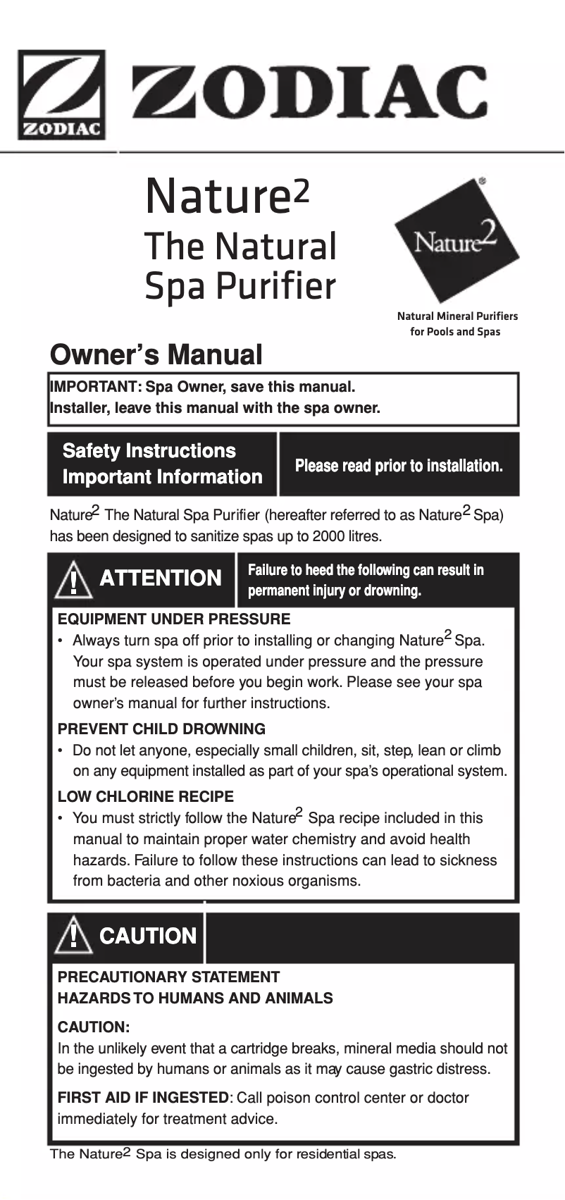 Image de la première page du manuel de l'appareil Nature2