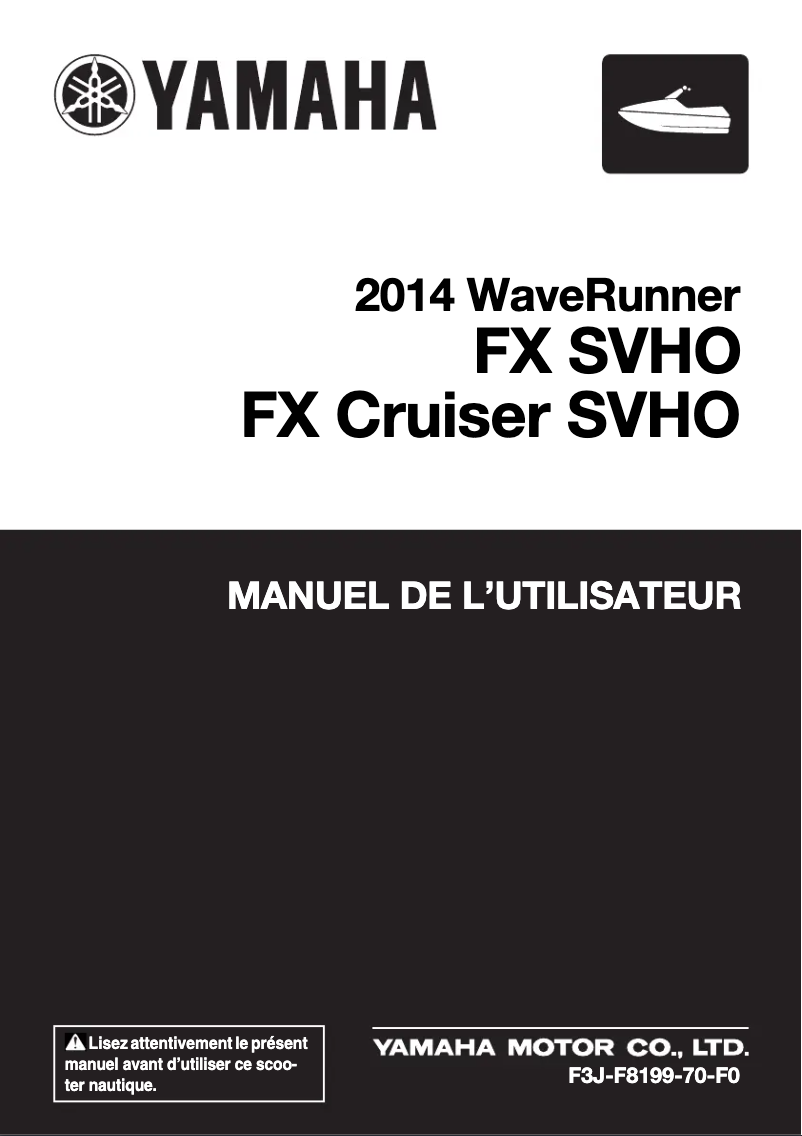 Page n°1 - Manuel utilisateur Yamaha WaveRunner FX SVHO Cruiser (2014)