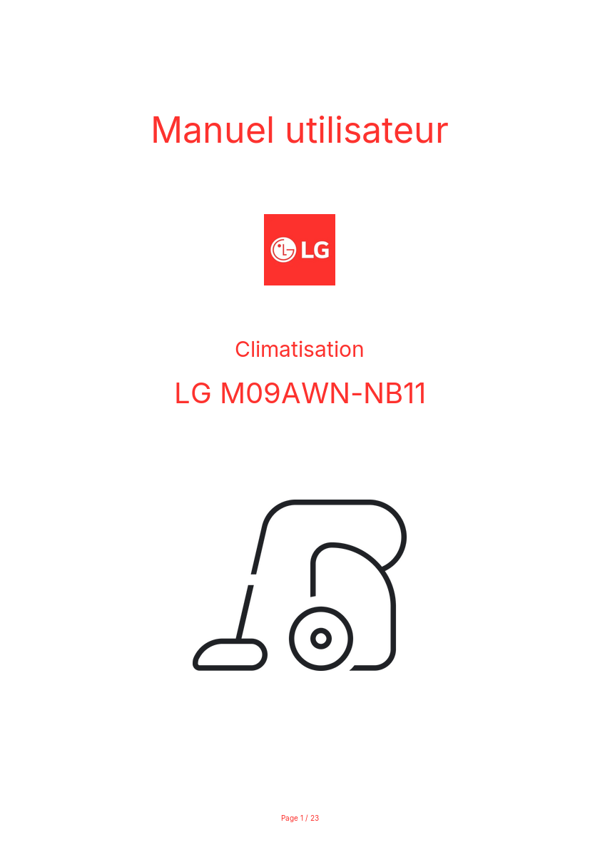 Page n°1 - Manuel utilisateur LG M09AWN-NB11