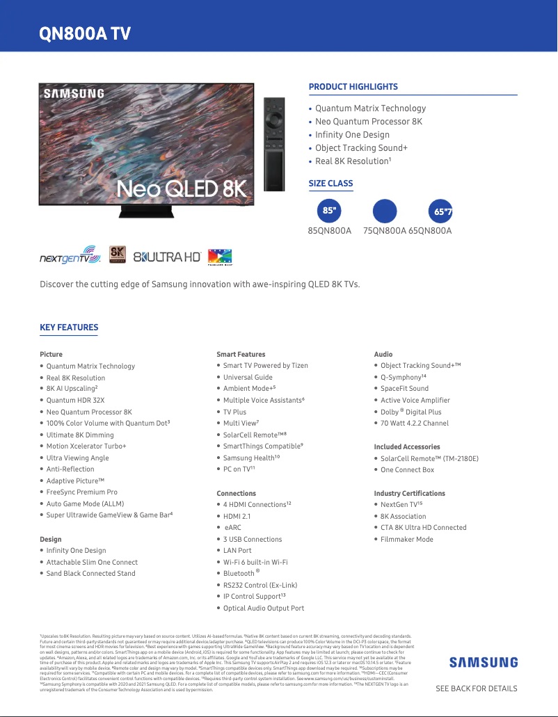 Image de la première page du manuel de l'appareil QN75QN800A