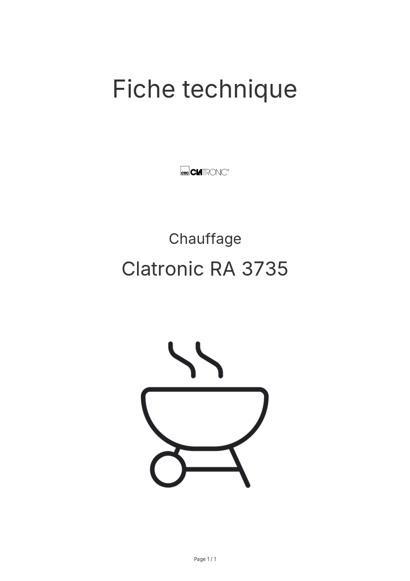 Page n°1 - Fiche technique Clatronic RA 3735