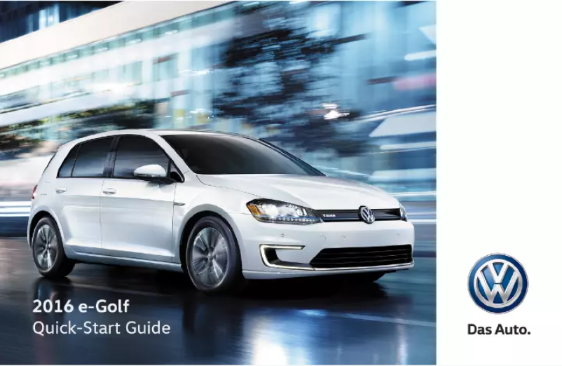 Image de la première page du manuel de l'appareil e-Golf (2016)