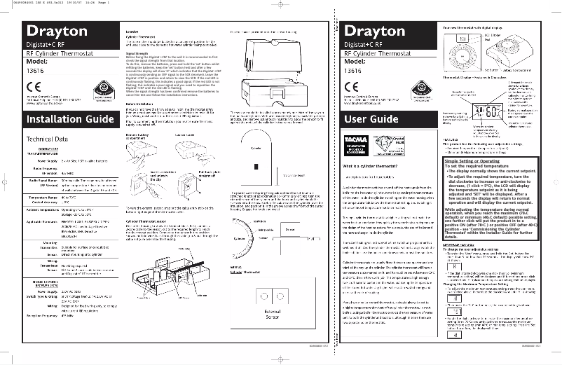 Page n°1 - Manuel utilisateur Drayton Digitstat+C RF