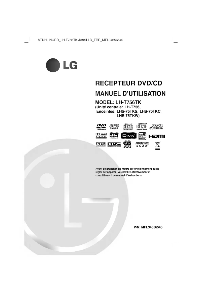 Page 1 de la notice Manuel utilisateur LG LH-T756TK