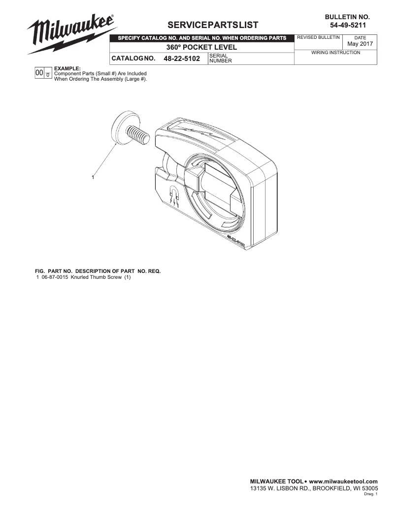 Page n°1 - Manuel utilisateur Milwaukee 48-22-5102