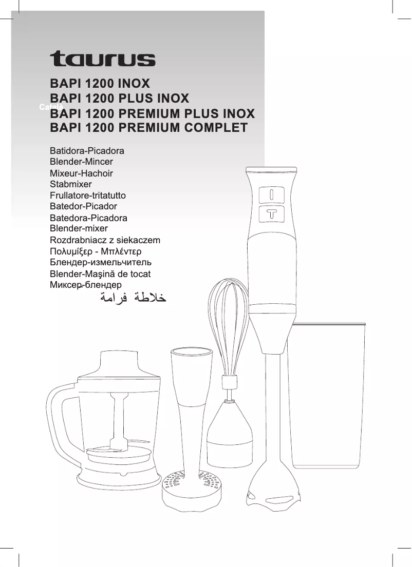 Page 1 de la notice Manuel utilisateur Taurus Bapi 1200 Plus Inox