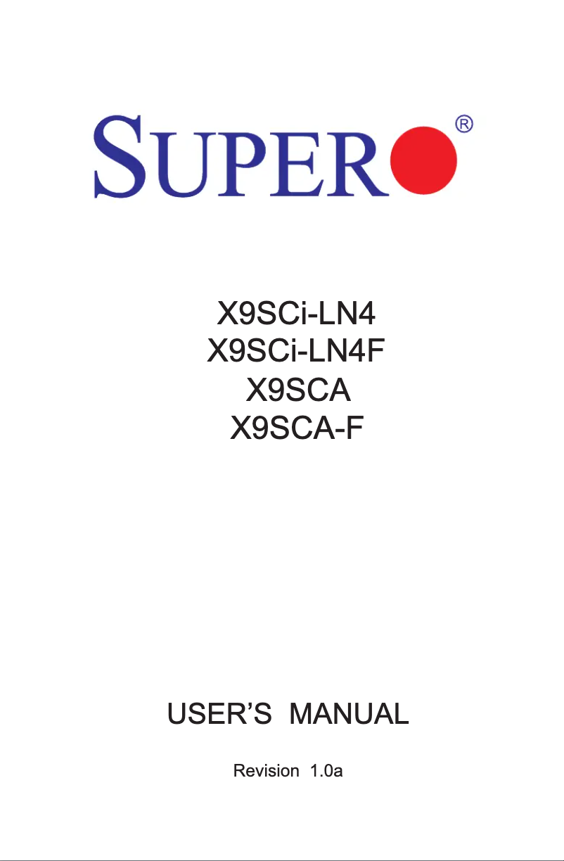 Page n°1 - Manuel utilisateur Supermicro MBD-X9SCA-F-B