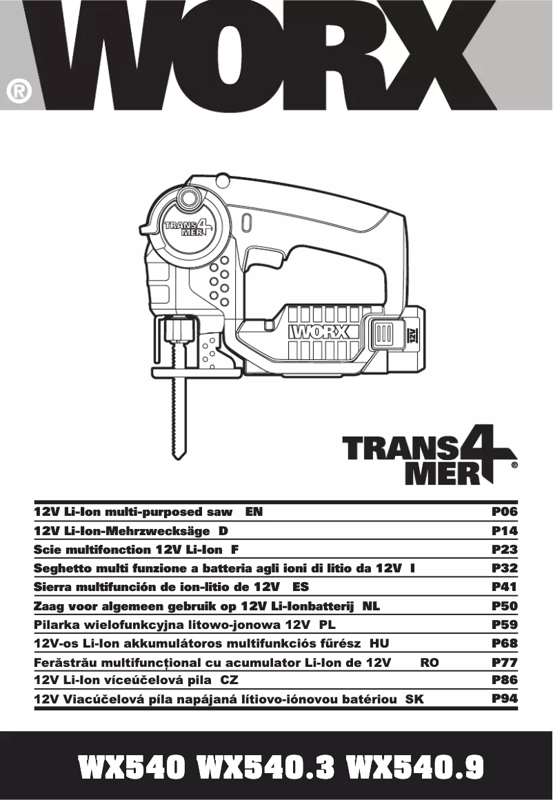 Page n°1 - Manuel utilisateur Worx WX540.3