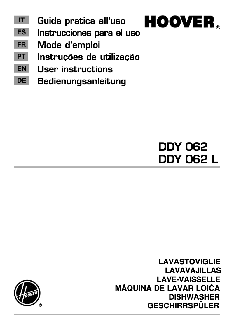 Page 1 de la notice Manuel utilisateur Hoover DDY 062/3