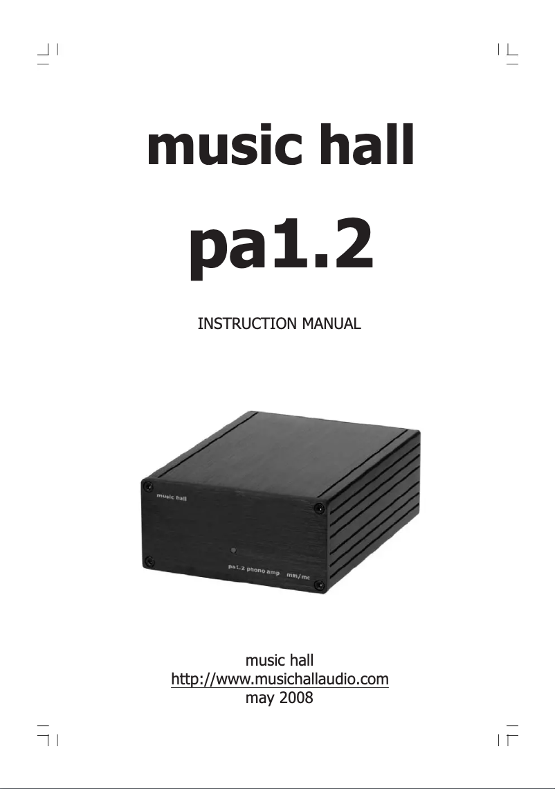 Page n°1 - Manuel utilisateur Music Hall PA1.2