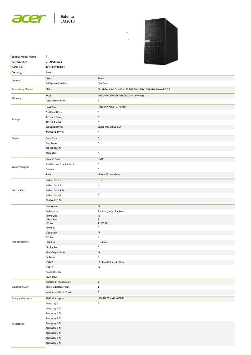 Página 1 del manual Manual de usuario Acer Extensa M2610