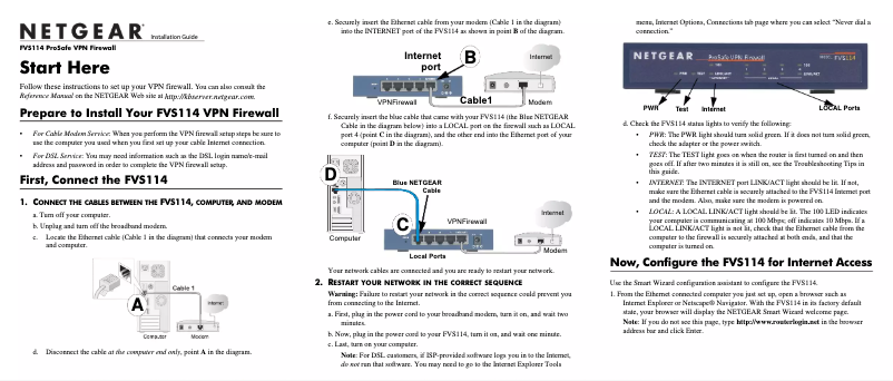 Page n°1 - Guide d'installation Netgear FVS114