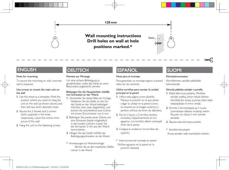 Page n°1 - Guide de démarrage rapide Philips DCB2270